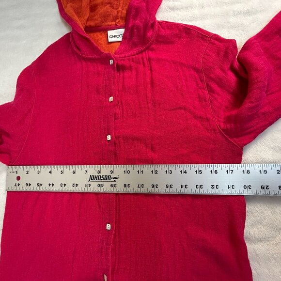 Chico's Womens Pink Orange Linen Cotton Hooded Button-Up Jacket Size 0 Casual - Picture 6 of 7
